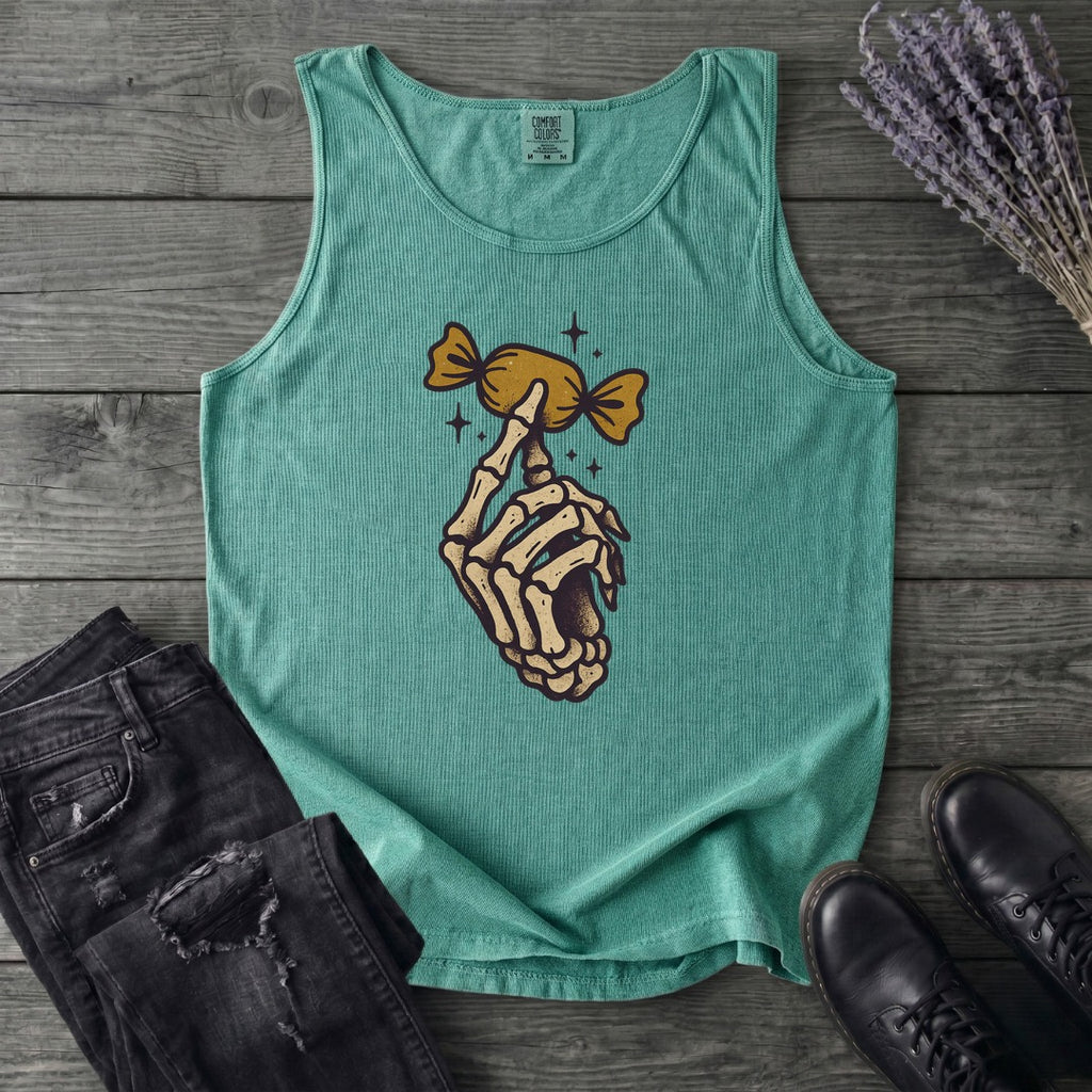Skeleton Hand Holding Candy Tank Top