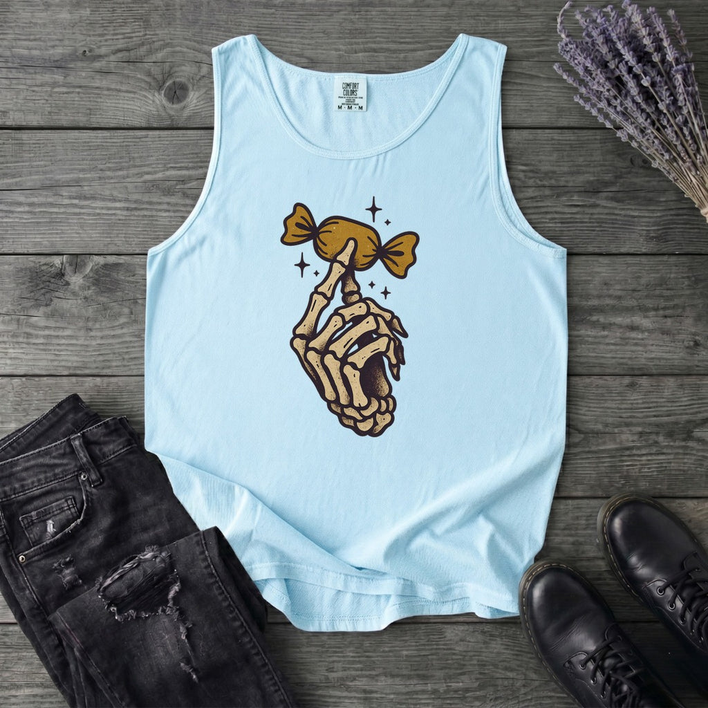 Skeleton Hand Holding Candy Tank Top