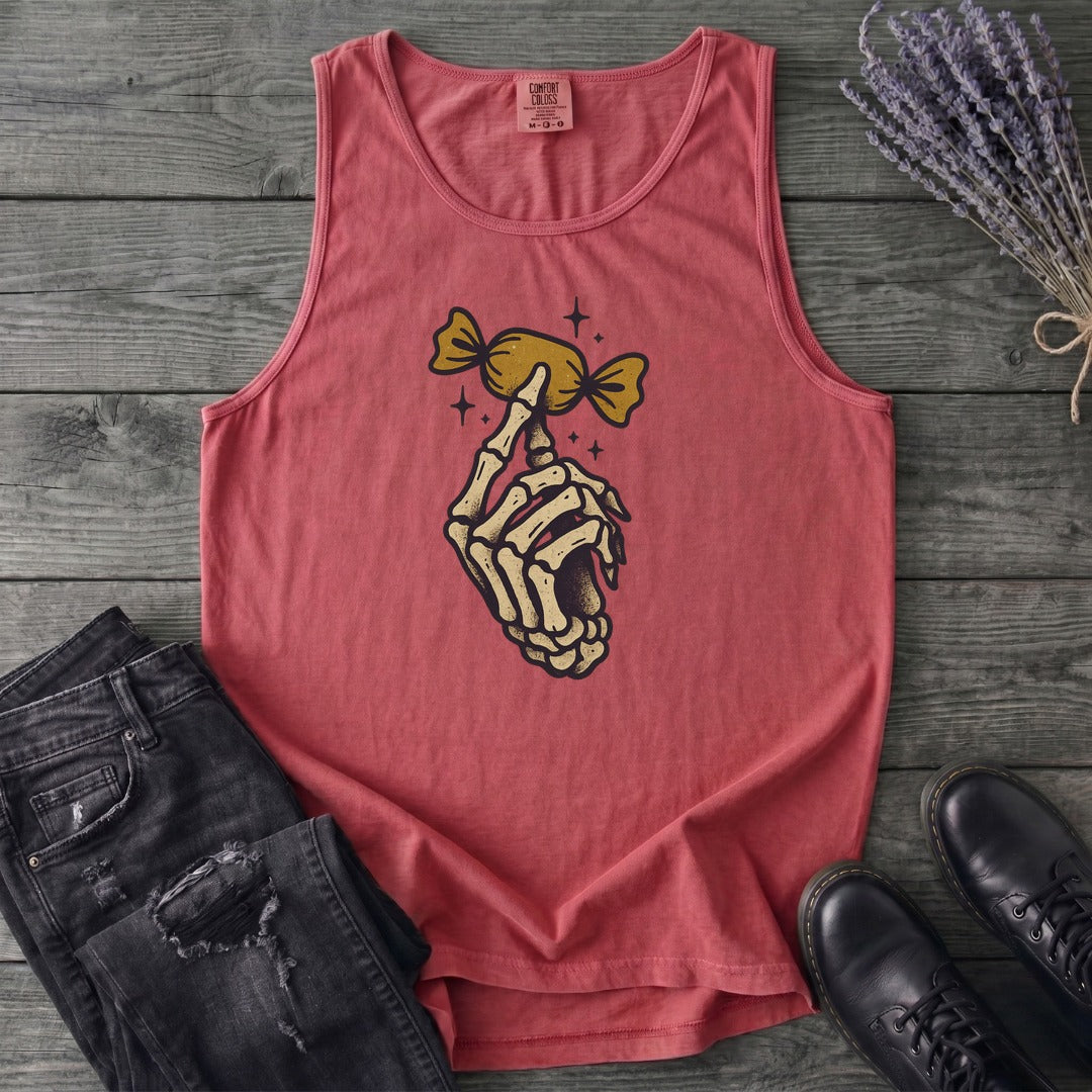 Skeleton Hand Holding Candy Tank Top