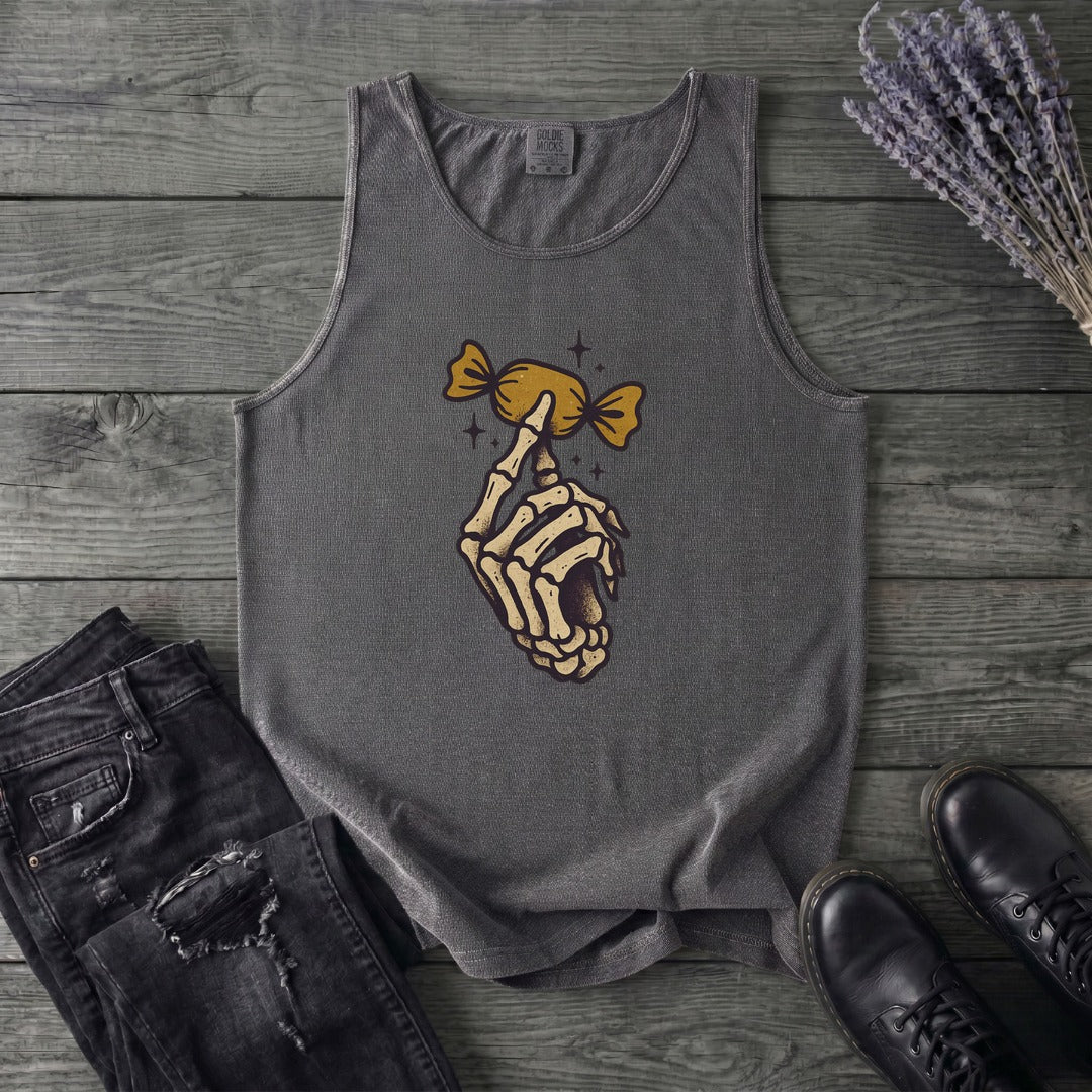 Skeleton Hand Holding Candy Tank Top