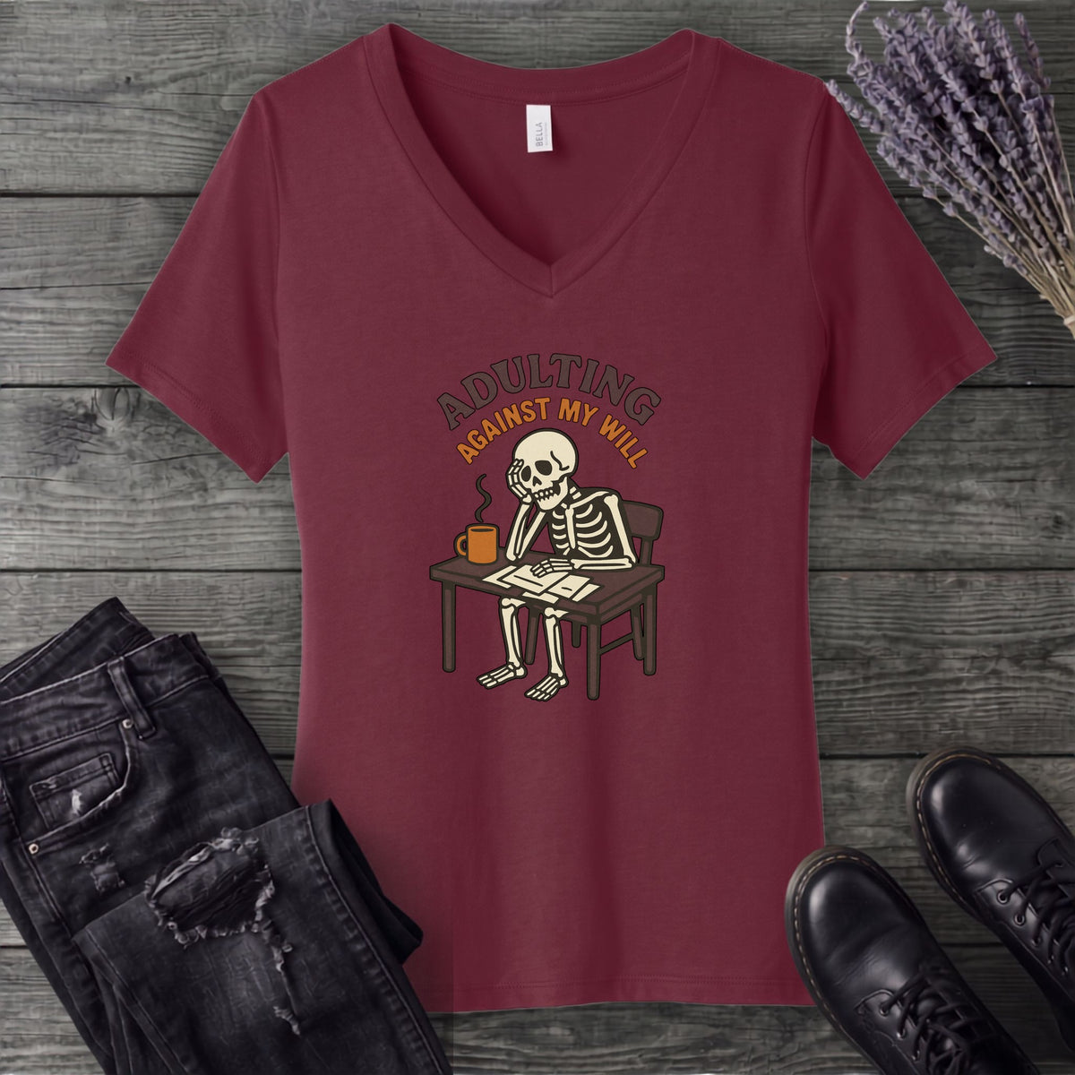 Adulting Against My Will V-Neck T-Shirt