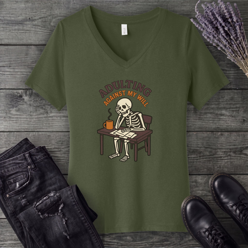 Adulting Against My Will V-Neck T-Shirt