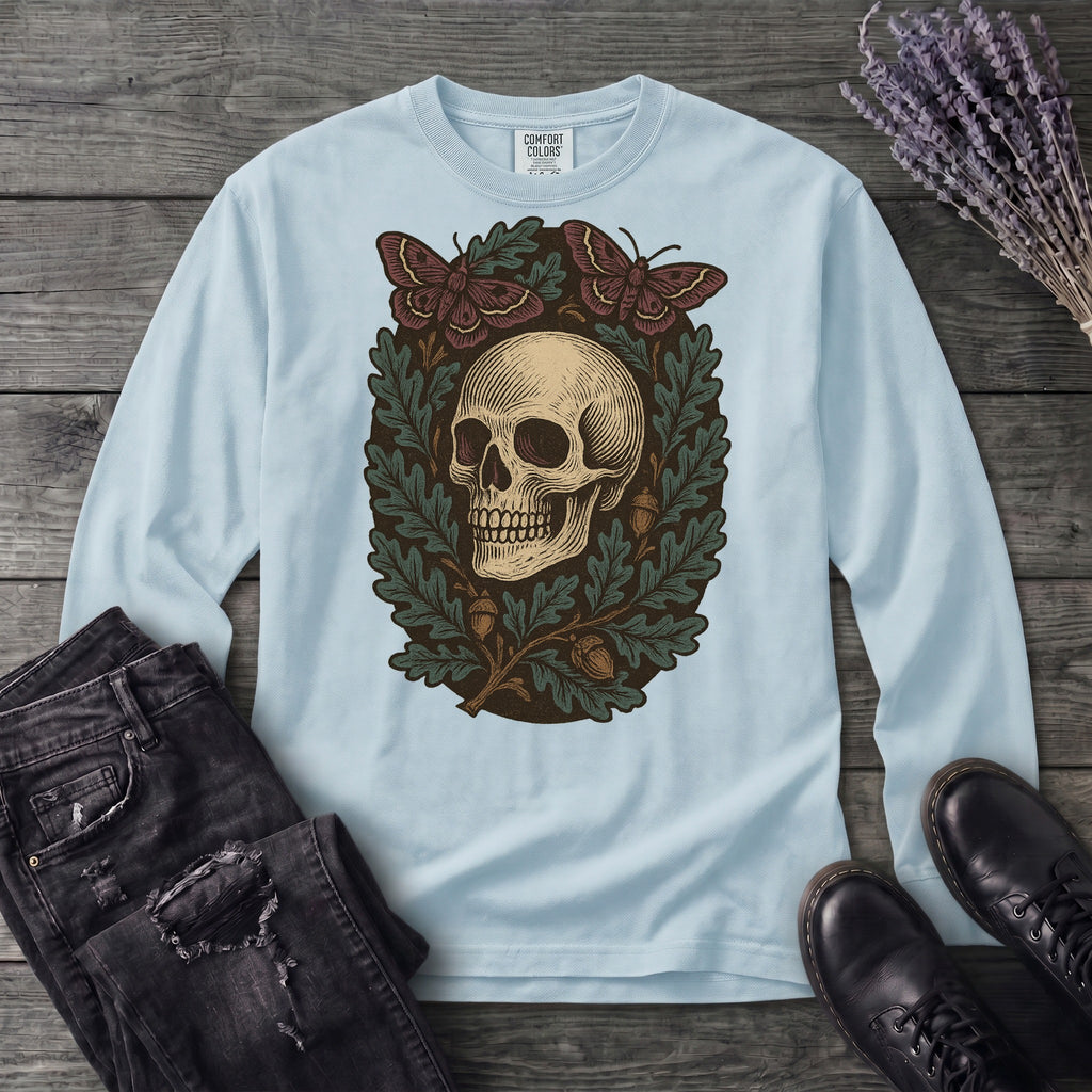Skull And Moths Long Sleeve T-Shirt