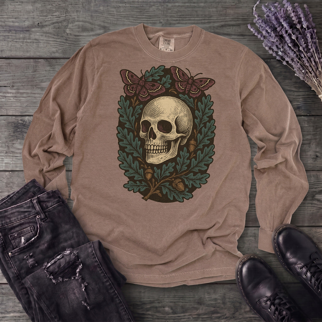 Skull And Moths Long Sleeve T-Shirt