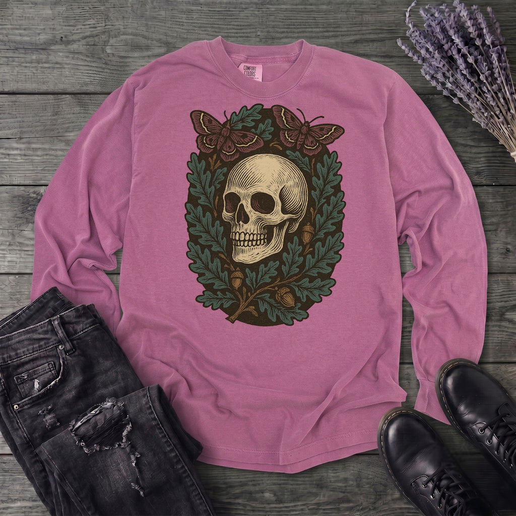 Skull And Moths Long Sleeve T-Shirt
