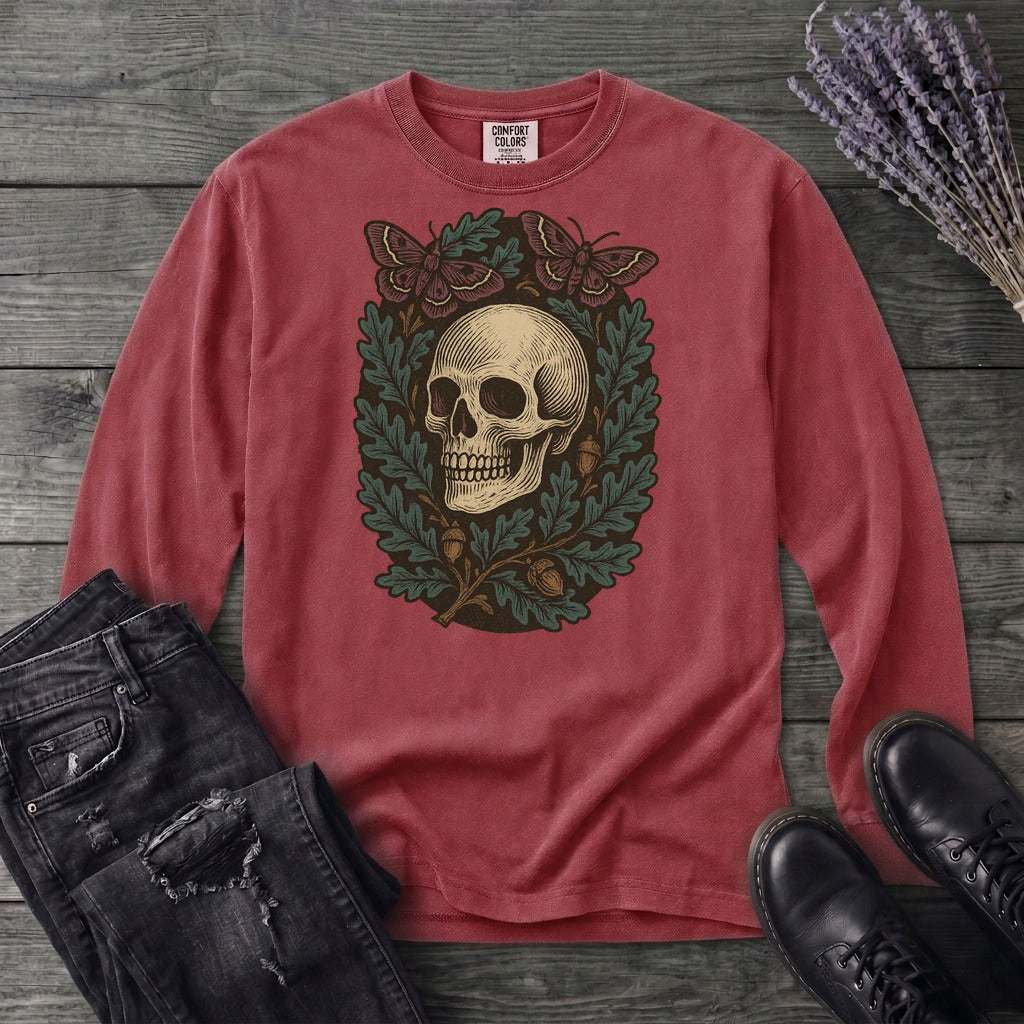 Skull And Moths Long Sleeve T-Shirt