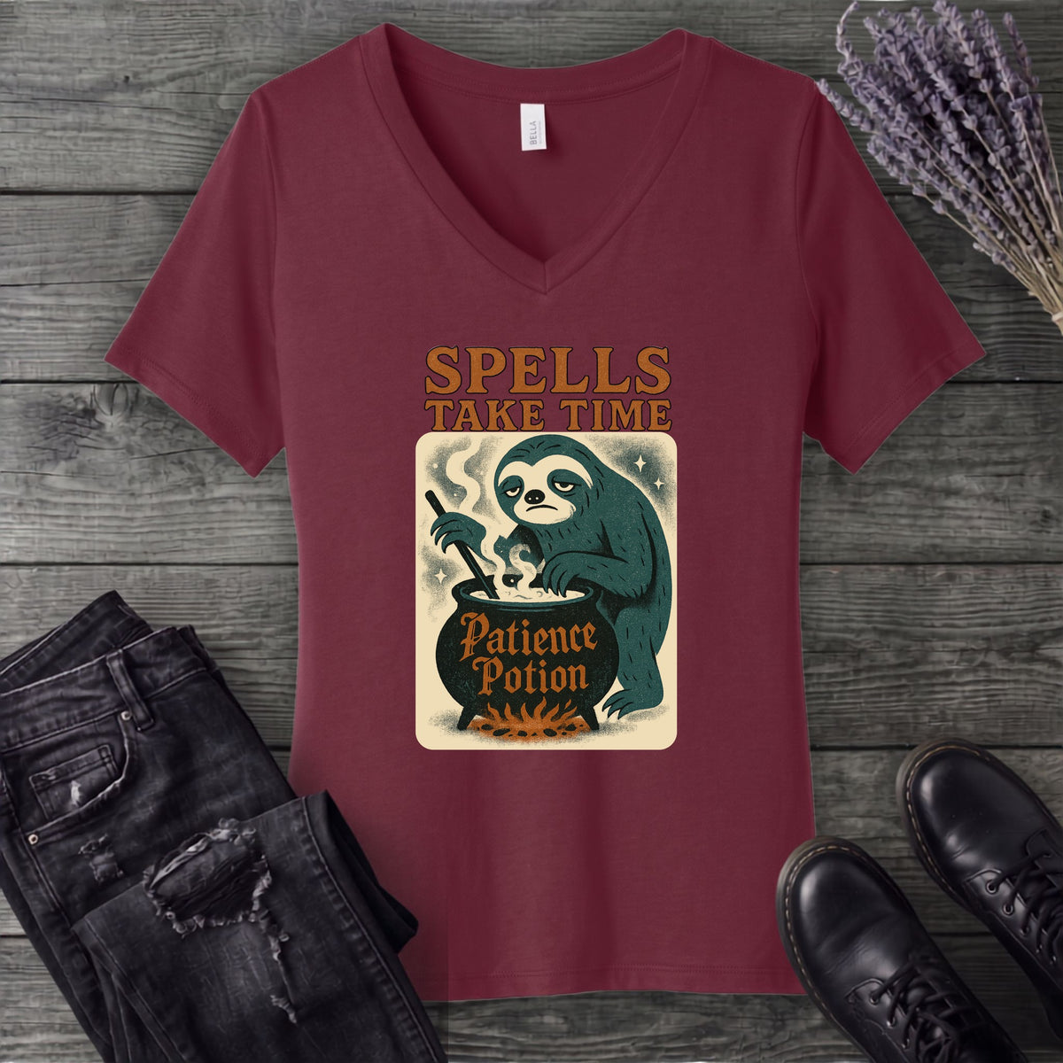 Spells Take Time V-Neck T-Shirt