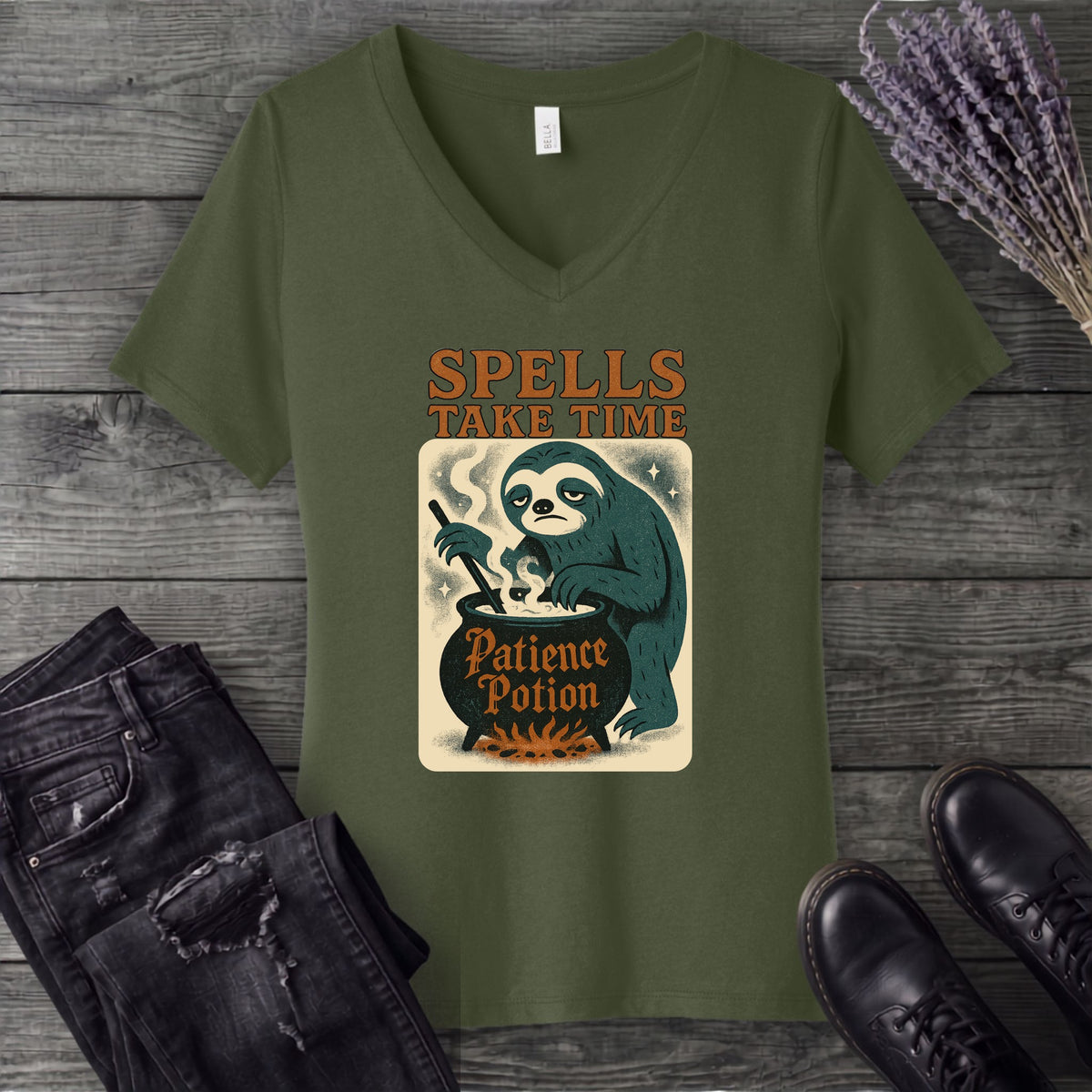 Spells Take Time V-Neck T-Shirt