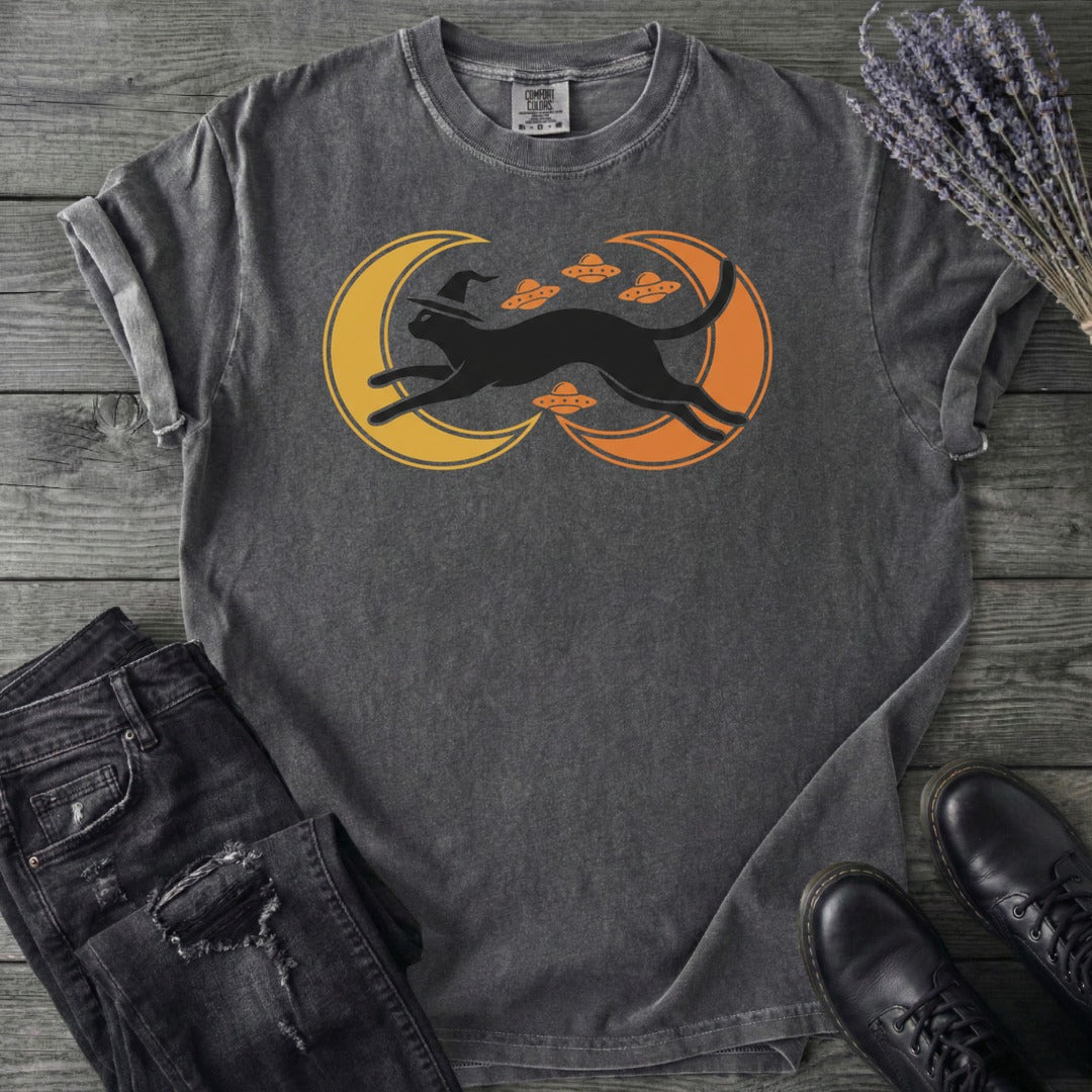 Witch Cat Celestial Ufo T-Shirt