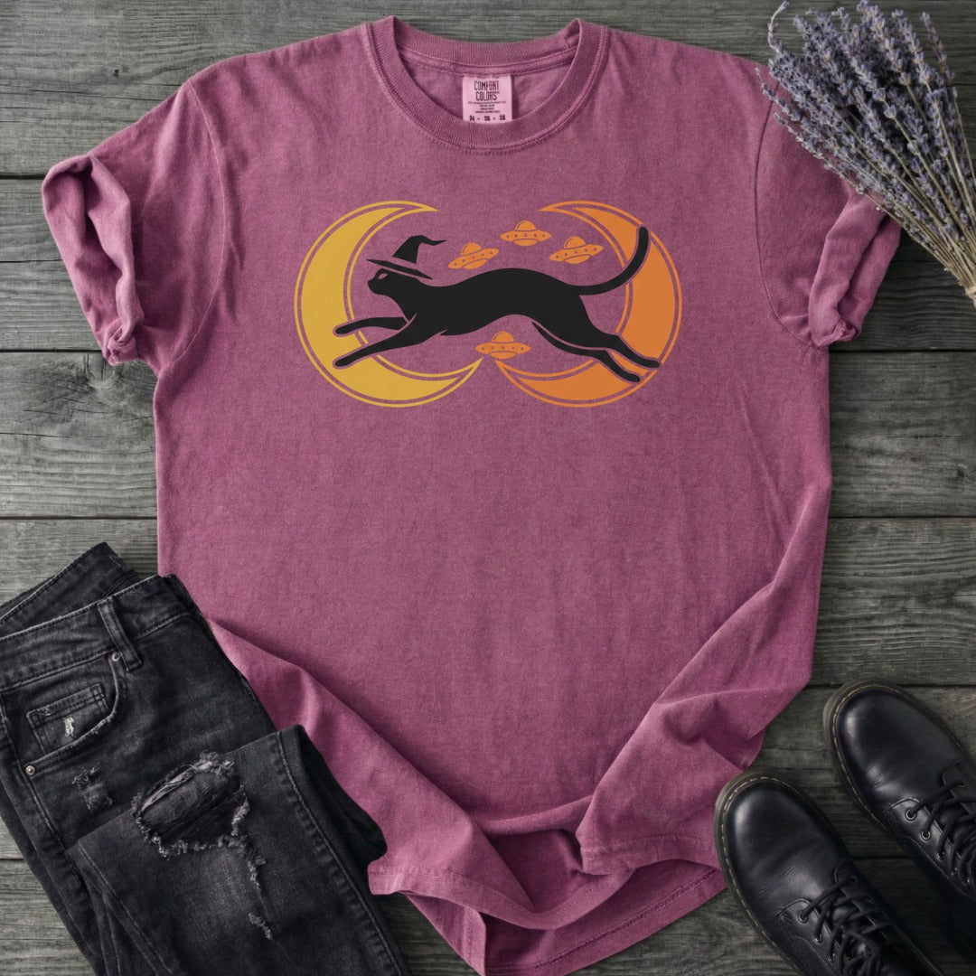 Witch Cat Celestial Ufo T-Shirt