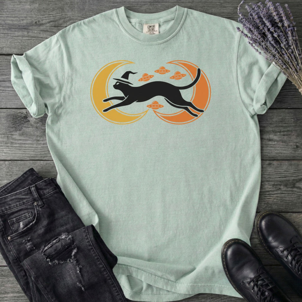 Witch Cat Celestial Ufo T-Shirt