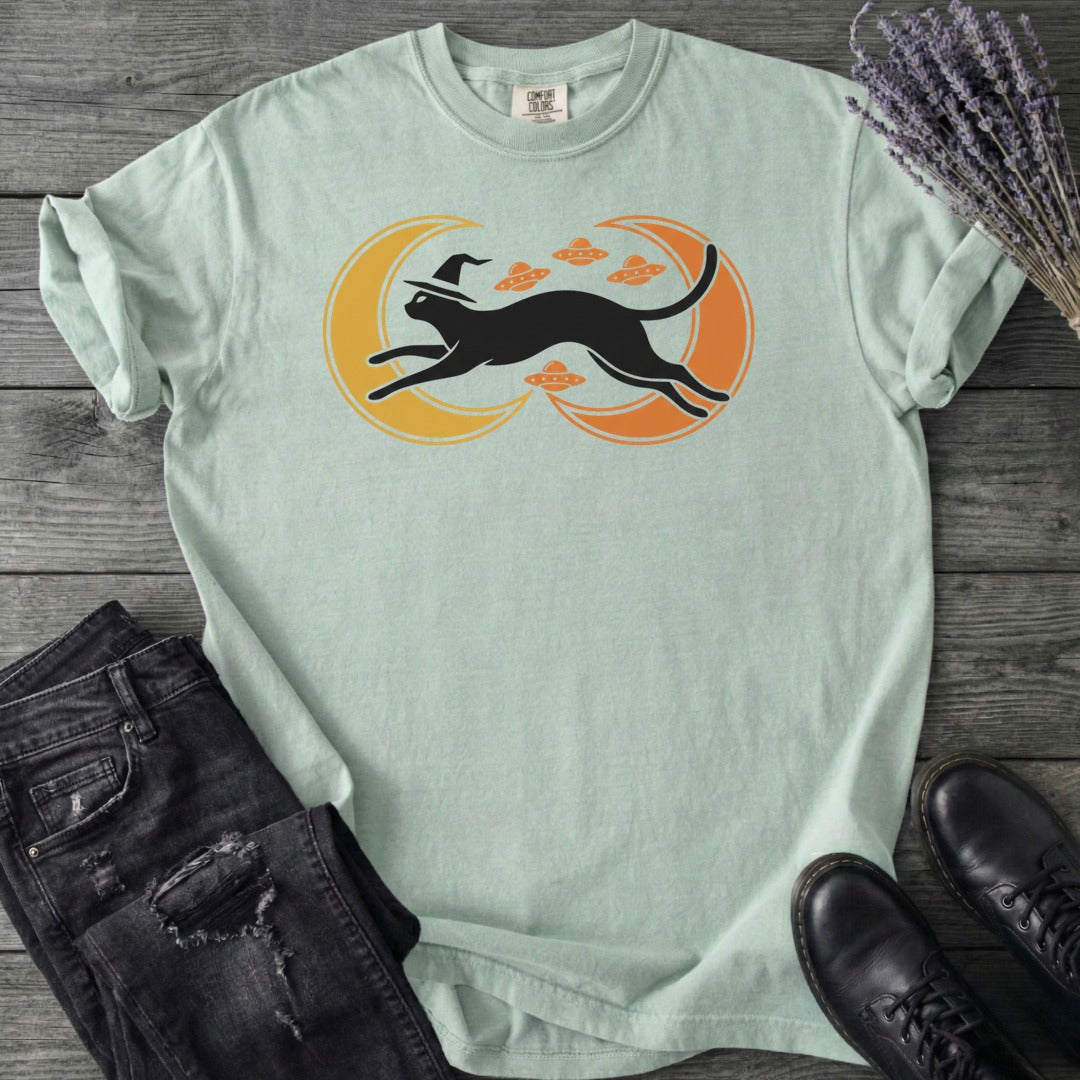 Witch Cat Celestial Ufo T-Shirt