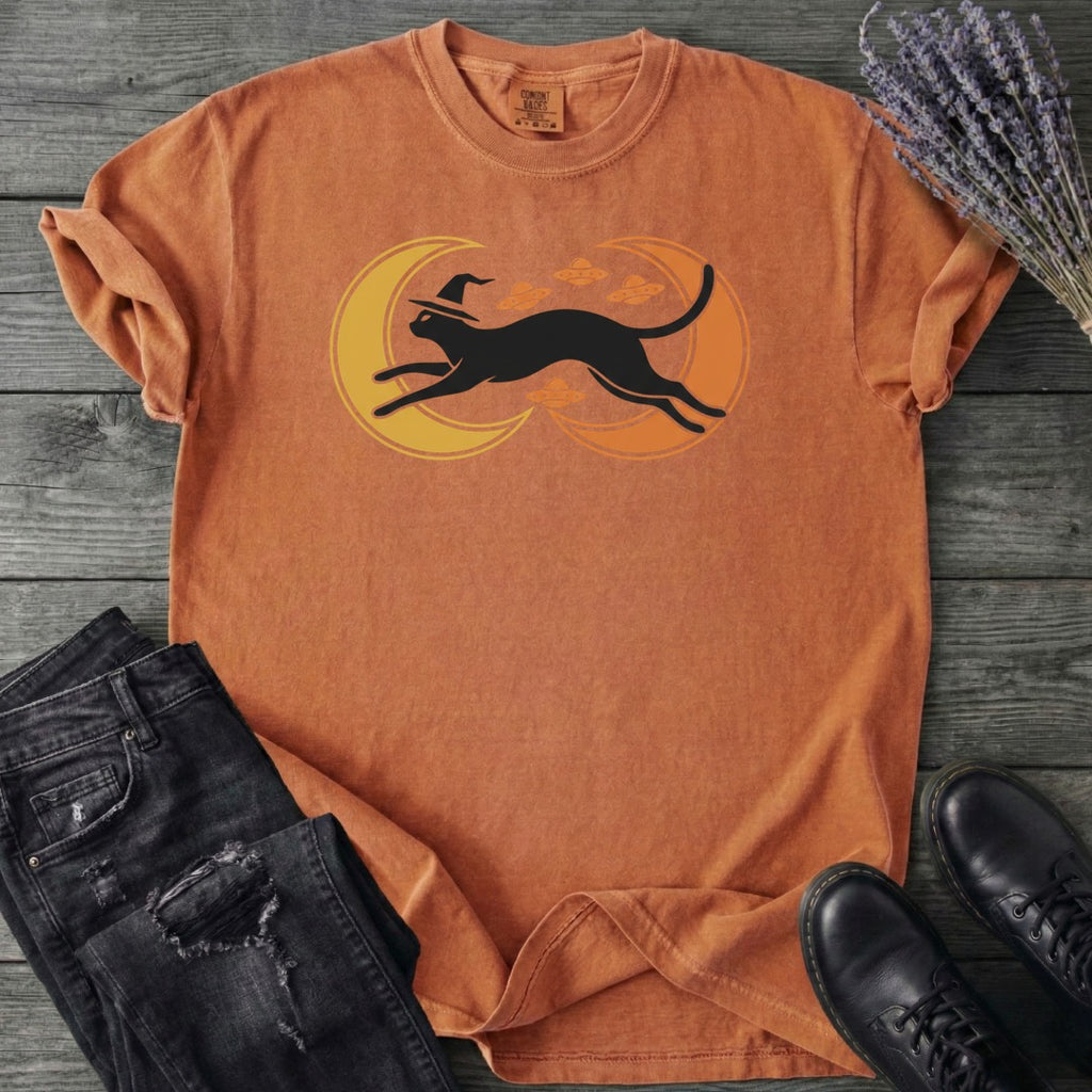 Witch Cat Celestial Ufo T-Shirt