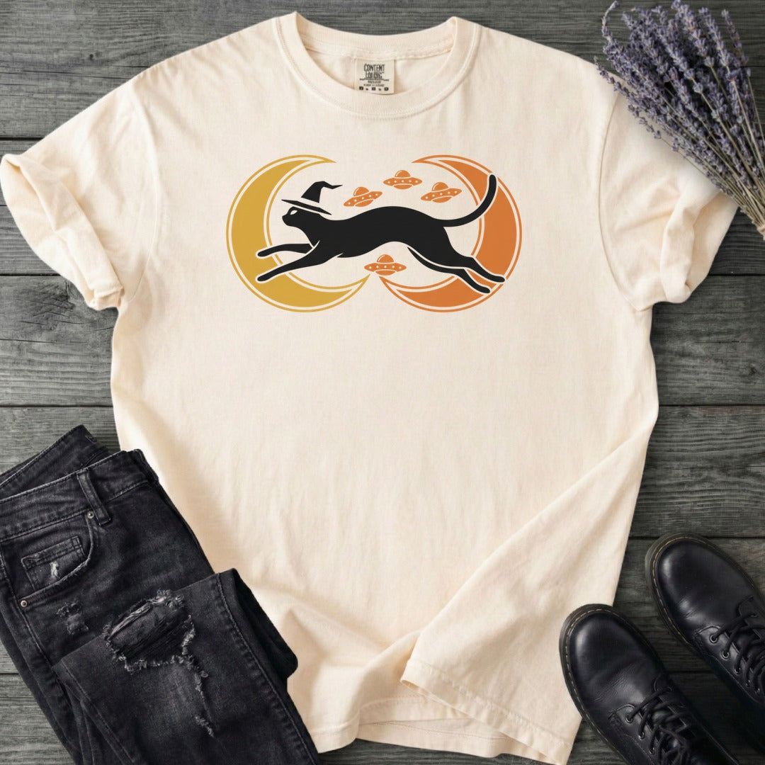 Witch Cat Celestial Ufo T-Shirt