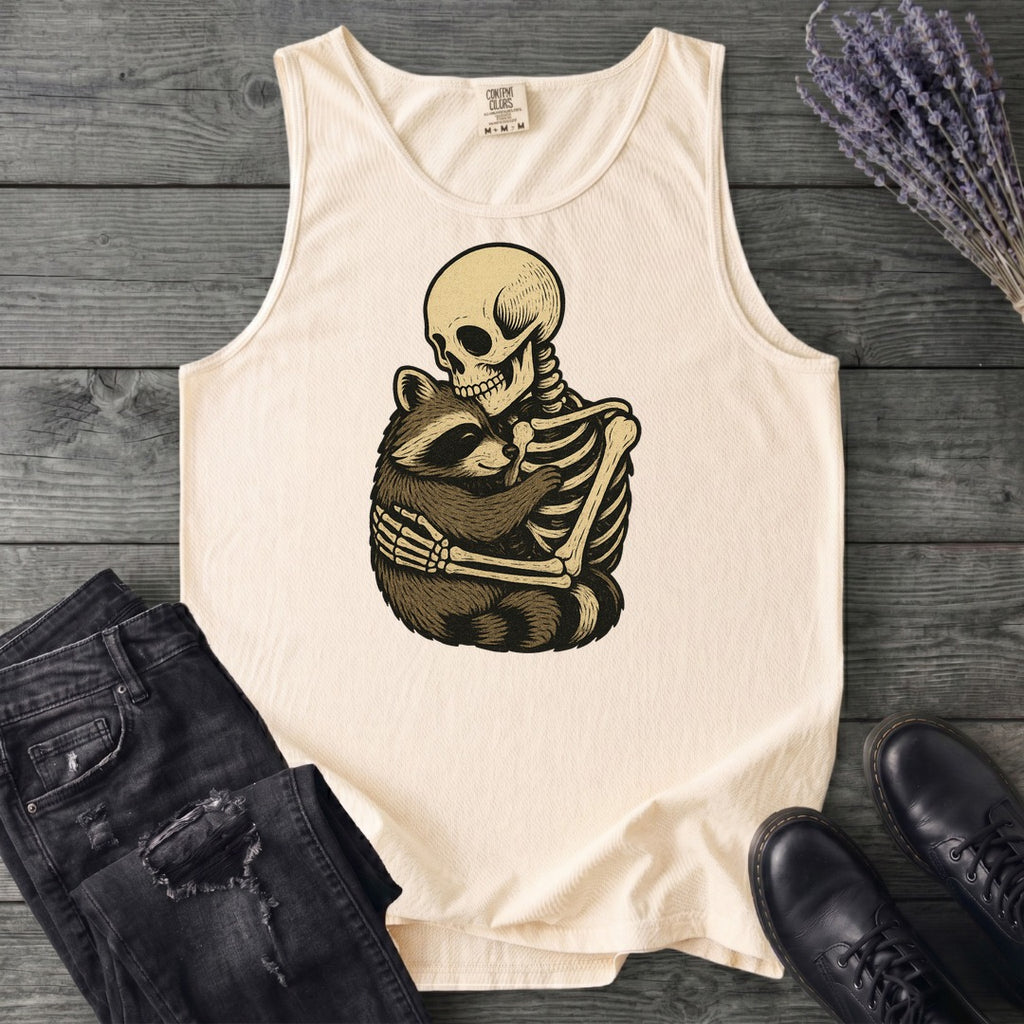 Skeleton Raccoon Hug Tank Top