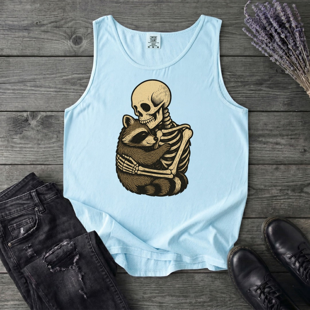 Skeleton Raccoon Hug Tank Top