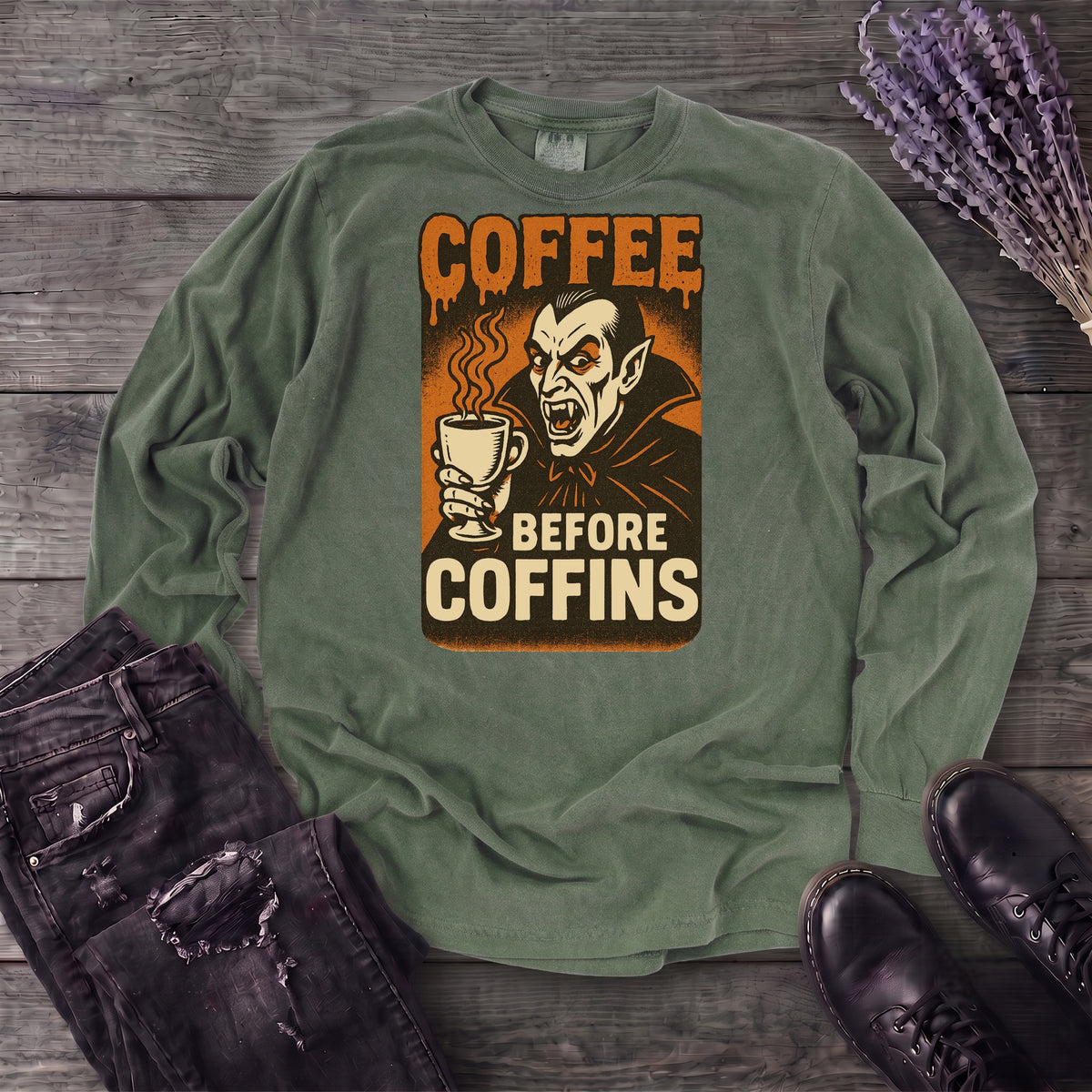 Coffee Before Coffins Long Sleeve T-Shirt