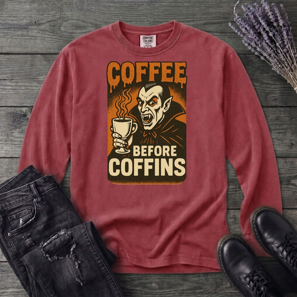 Coffee Before Coffins Long Sleeve T-Shirt