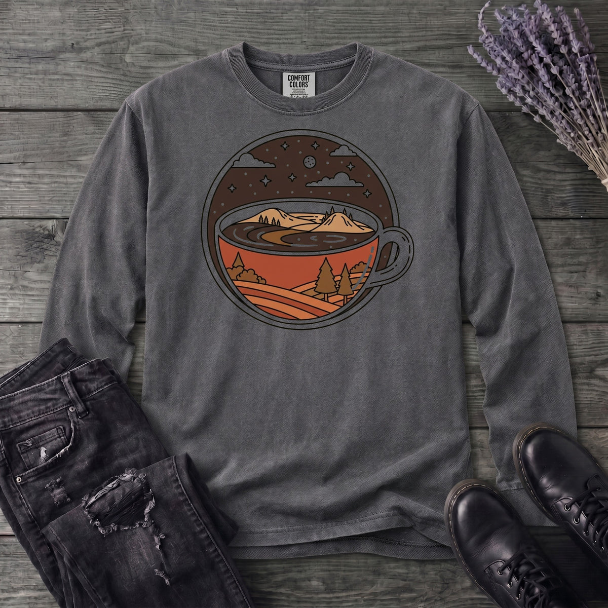 Coffee Landscape Long Sleeve T-Shirt