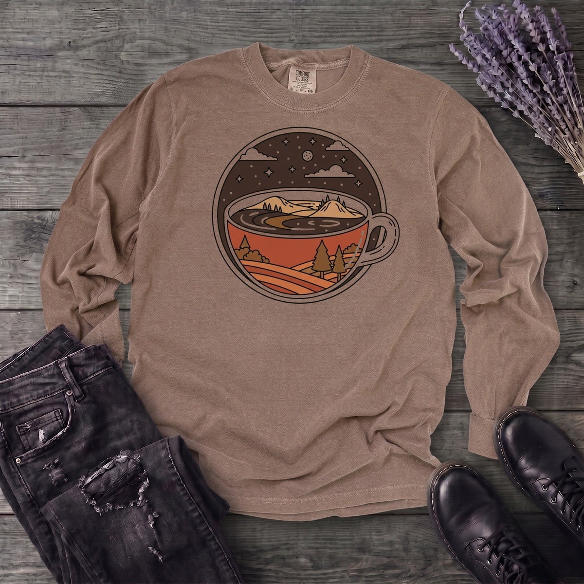 Coffee Landscape Long Sleeve T-Shirt