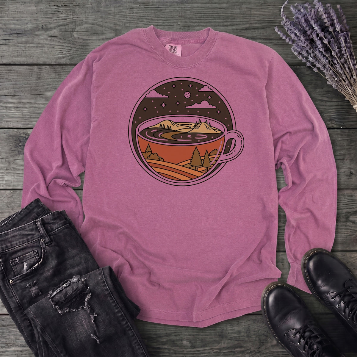 Coffee Landscape Long Sleeve T-Shirt