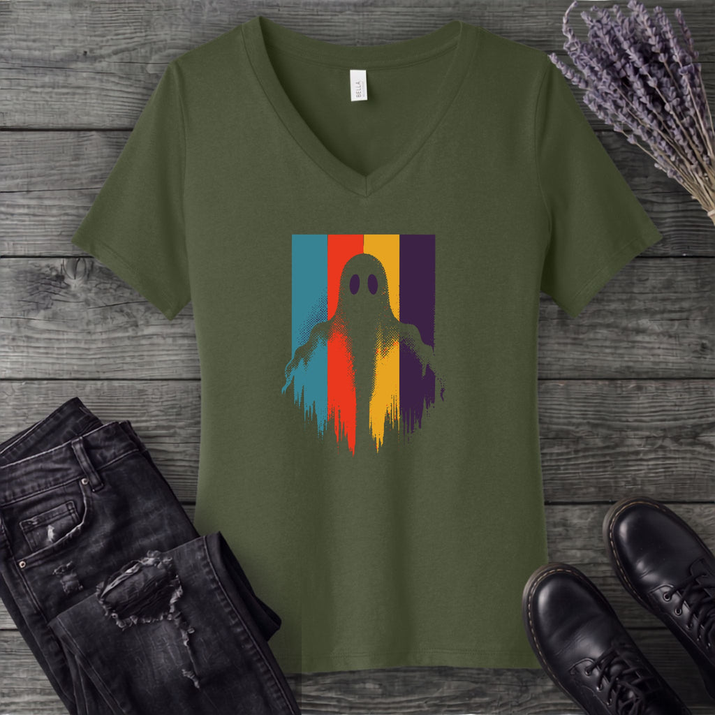Ghost Stripe Silhouette V-Neck T-Shirt