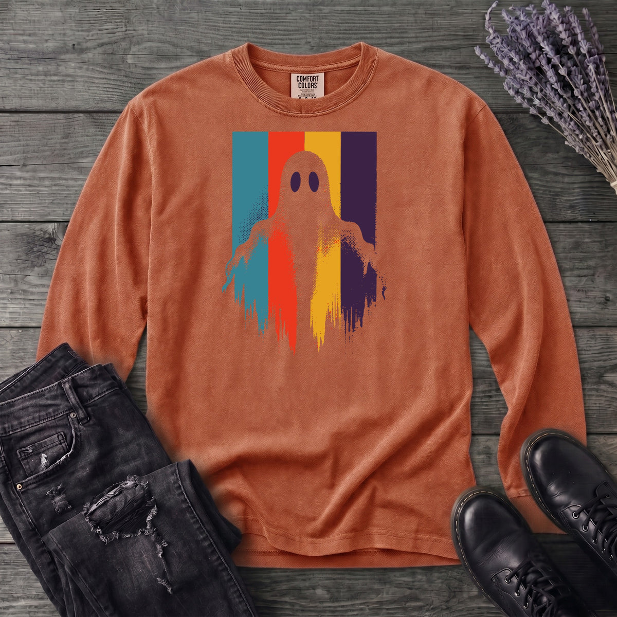 Ghost Stripe Silhouette Long Sleeve T-Shirt