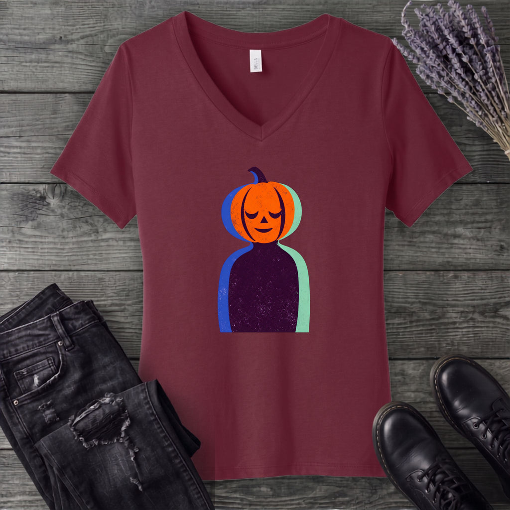 Serene Pumpkin V-Neck T-Shirt