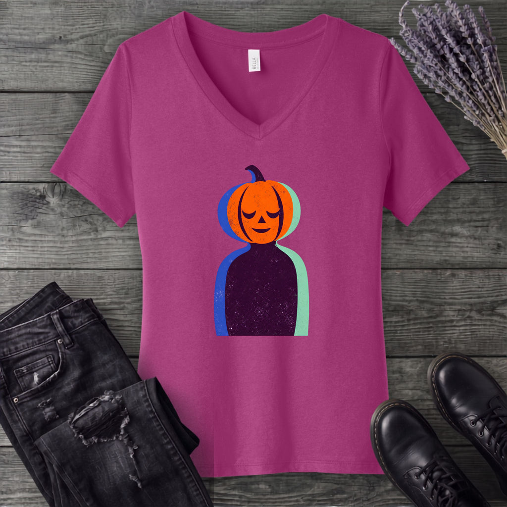 Serene Pumpkin V-Neck T-Shirt