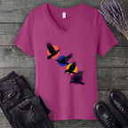 Crows In Flight V-Neck T-Shirt