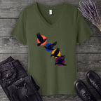 Crows In Flight V-Neck T-Shirt