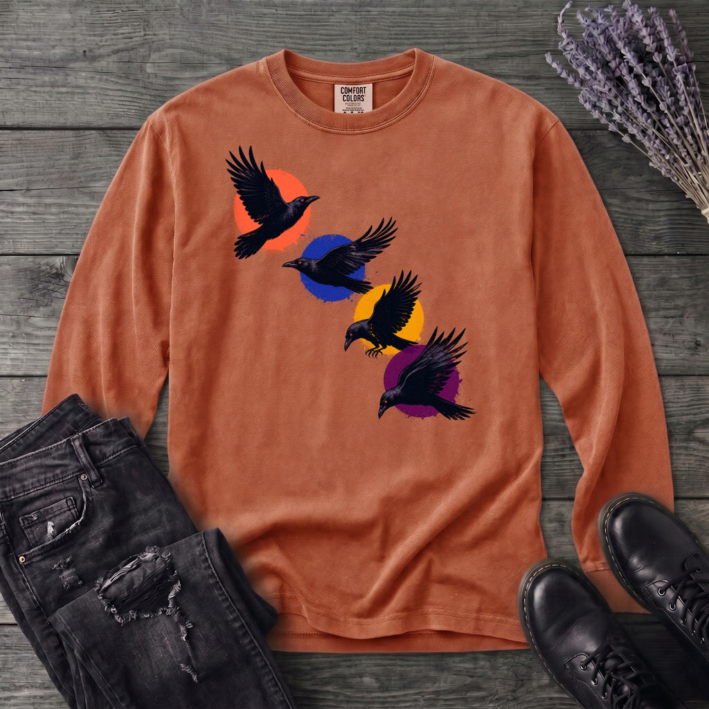 Crows In Flight Long Sleeve T-Shirt
