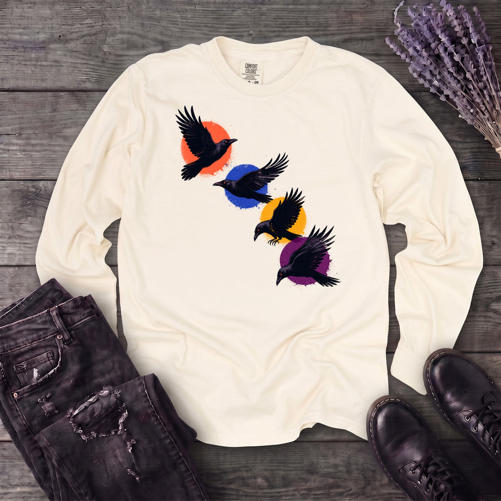 Crows In Flight Long Sleeve T-Shirt