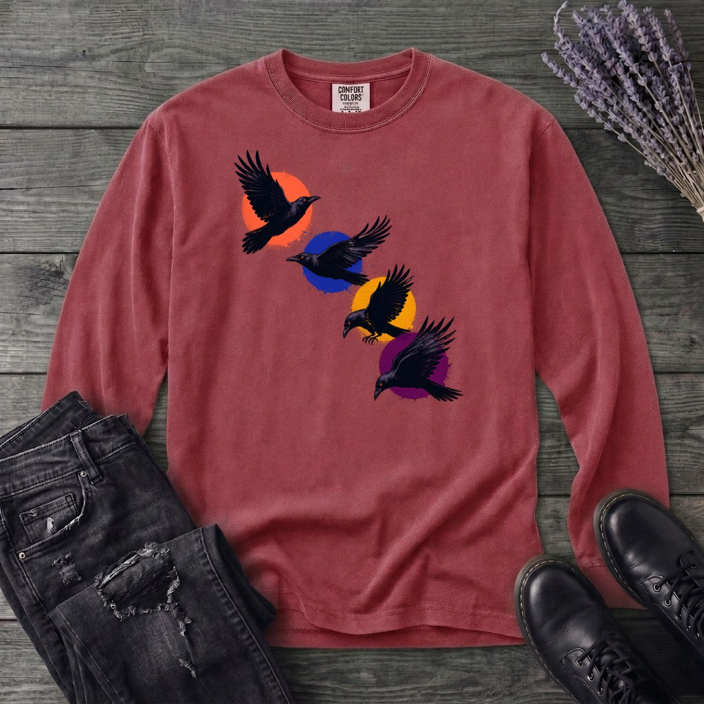 Crows In Flight Long Sleeve T-Shirt