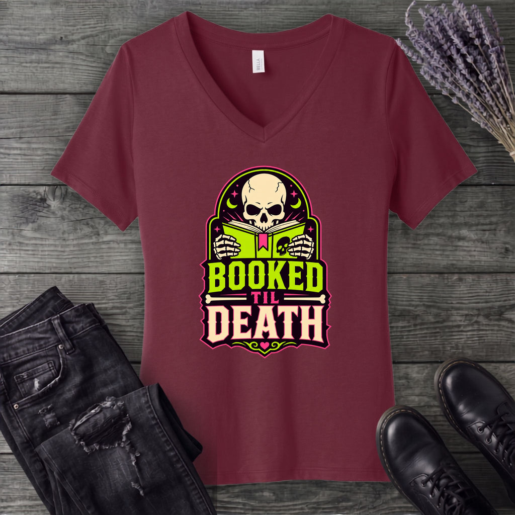 Booked Til Death V-Neck T-Shirt