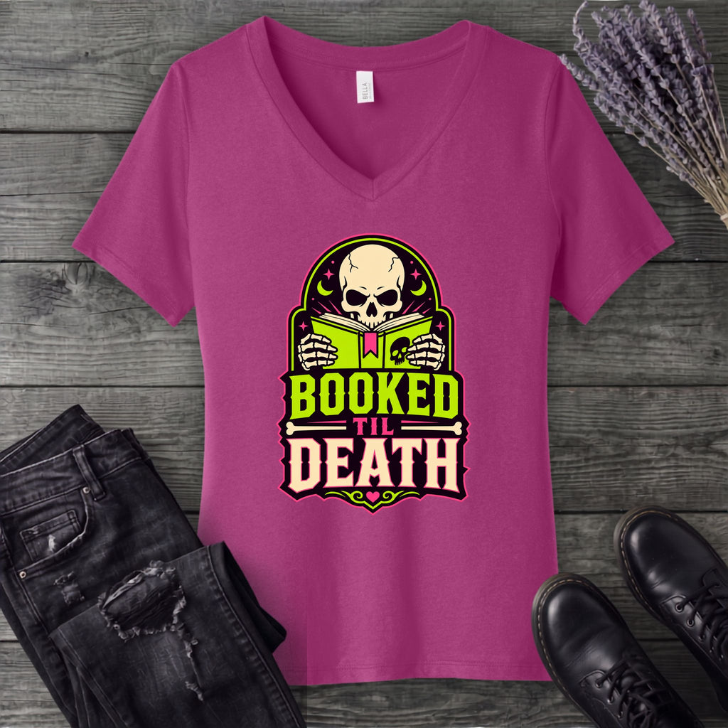 Booked Til Death V-Neck T-Shirt