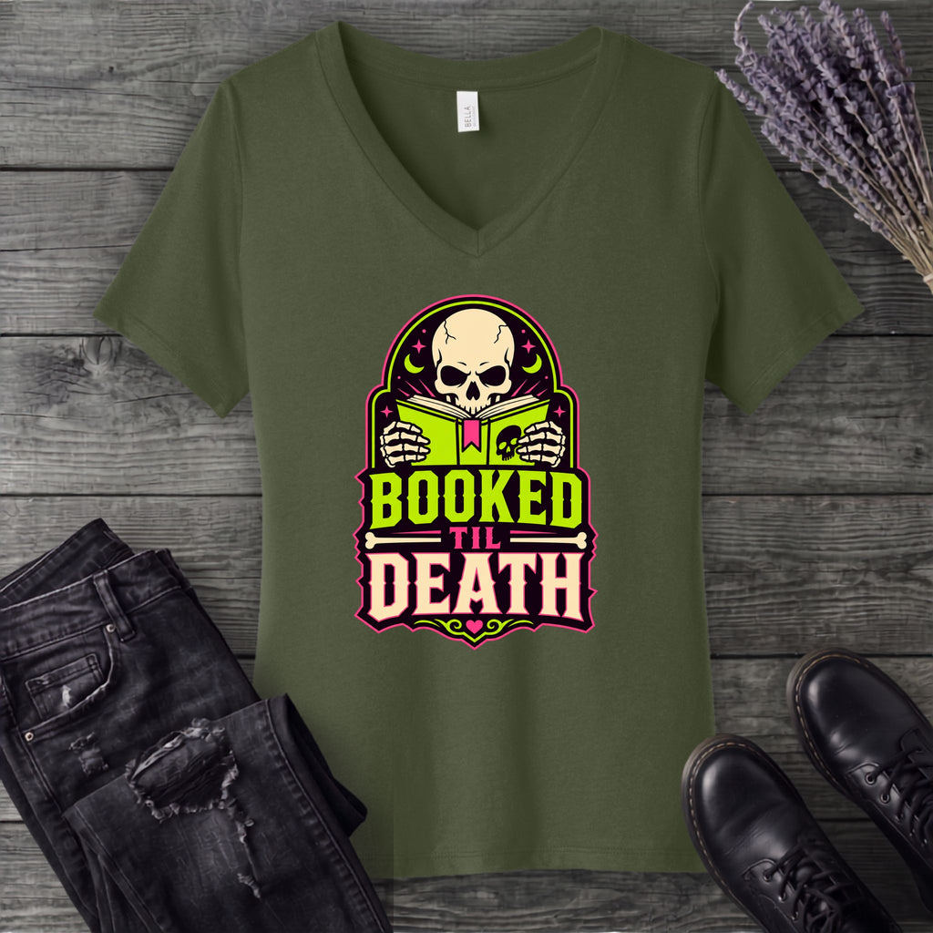 Booked Til Death V-Neck T-Shirt