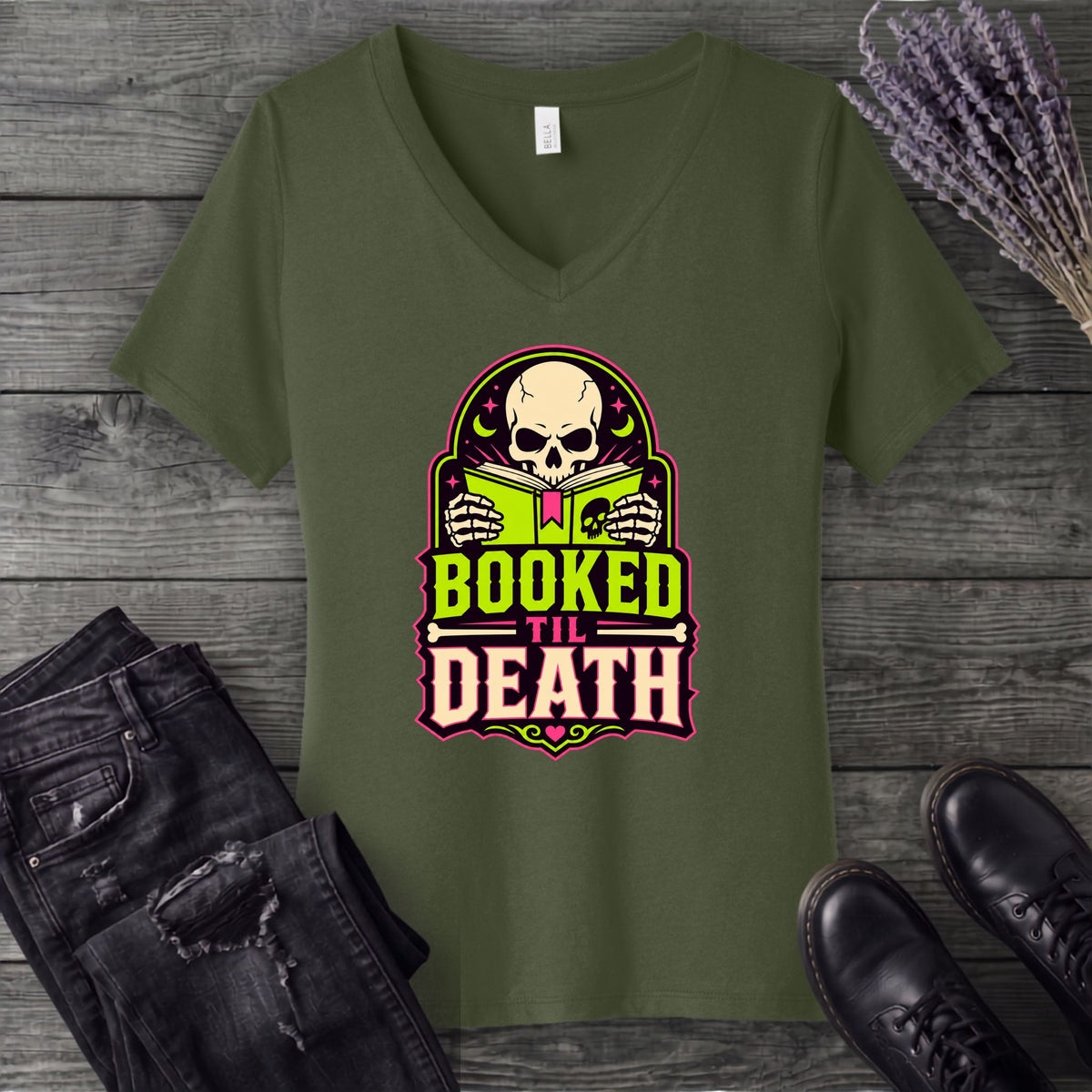 Booked Til Death V-Neck T-Shirt