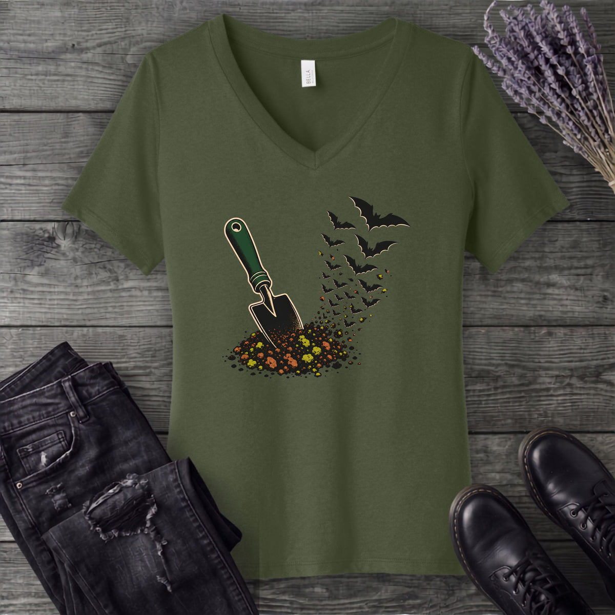 Garden Spade Bats V-Neck T-Shirt