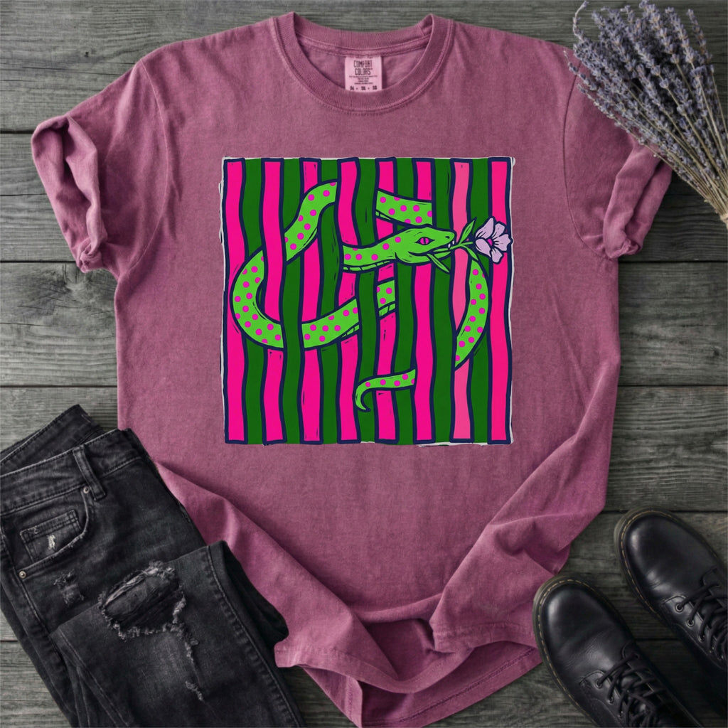 Bright Snake With Flower T-Shirt