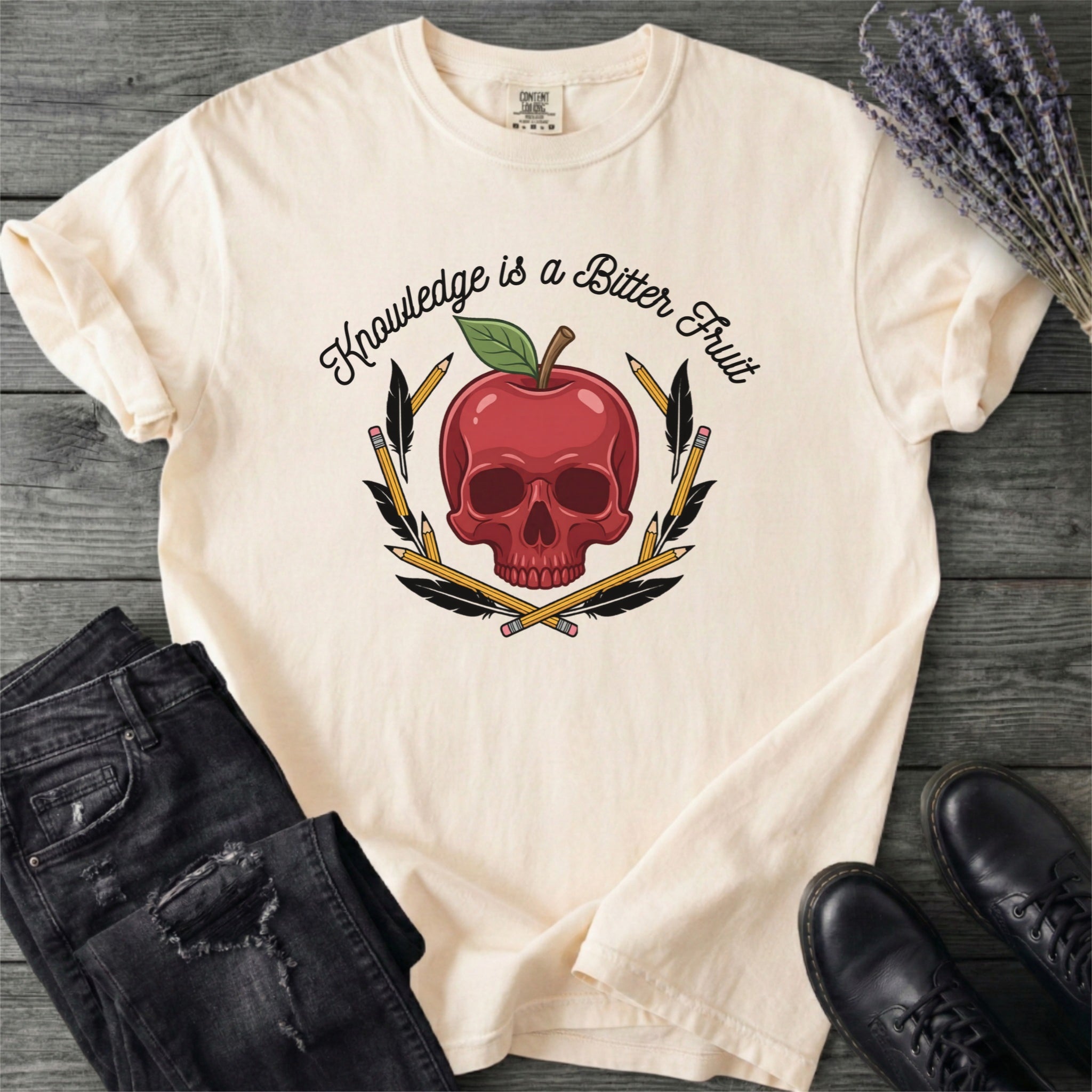 Knowledge Is A Bitter Fruit Apple Skull T-Shirt