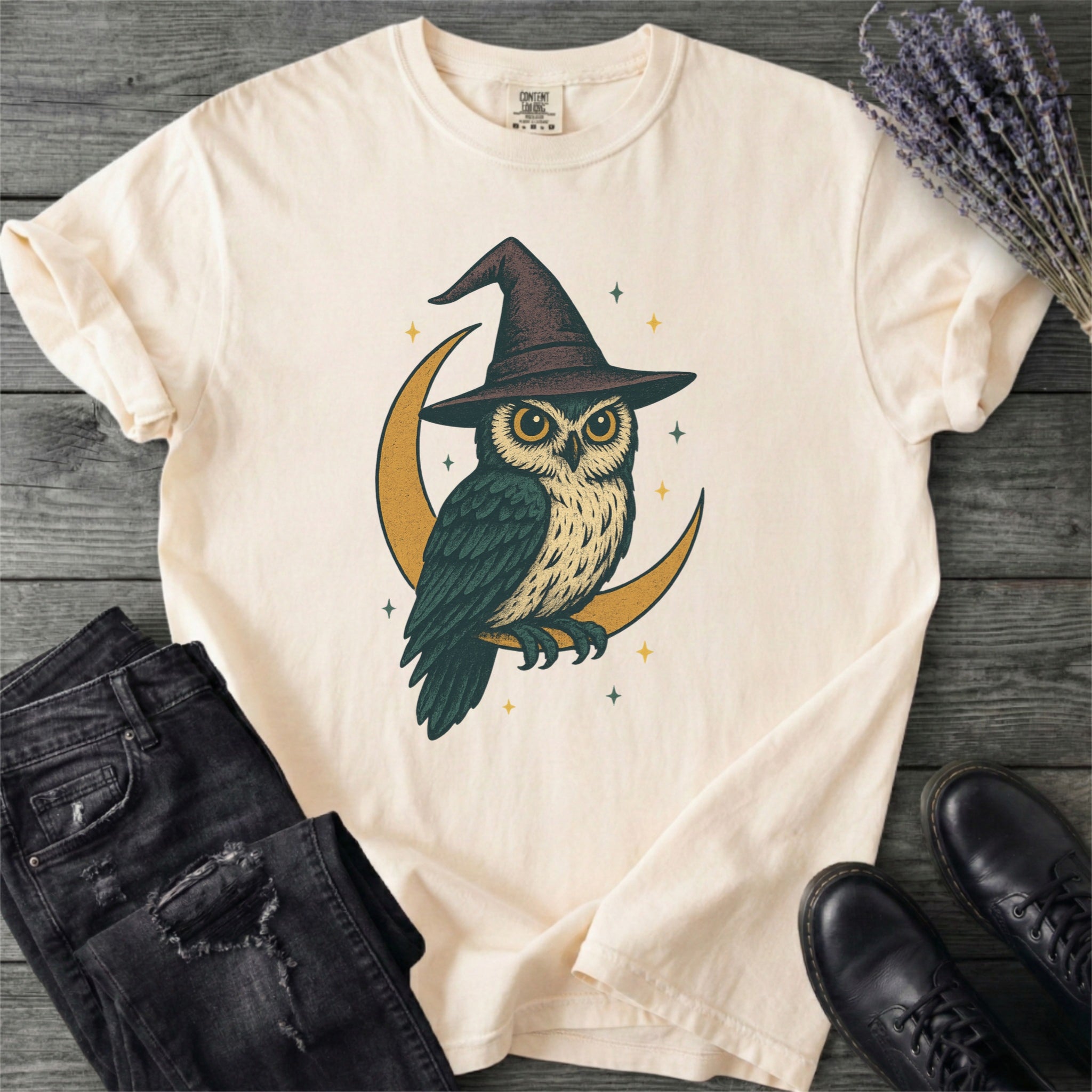 Crescent Moon Witch Owl T-Shirt