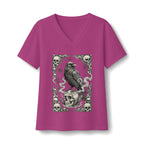 Raven Skull Card V-Neck T-Shirt