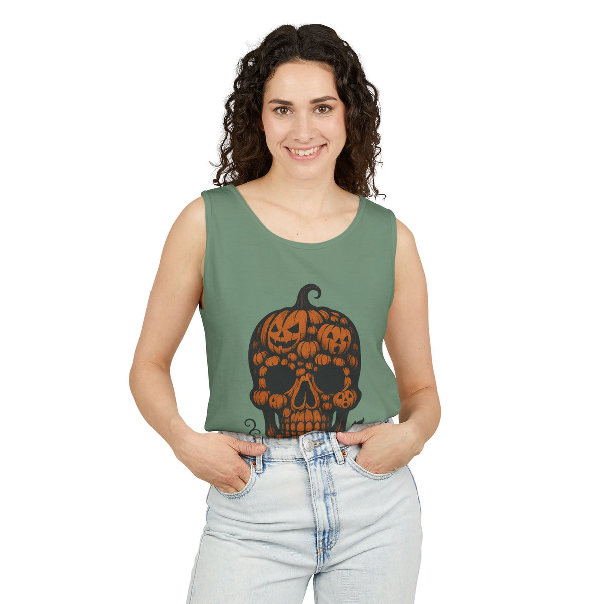 Pumpkin Skull Tank Top