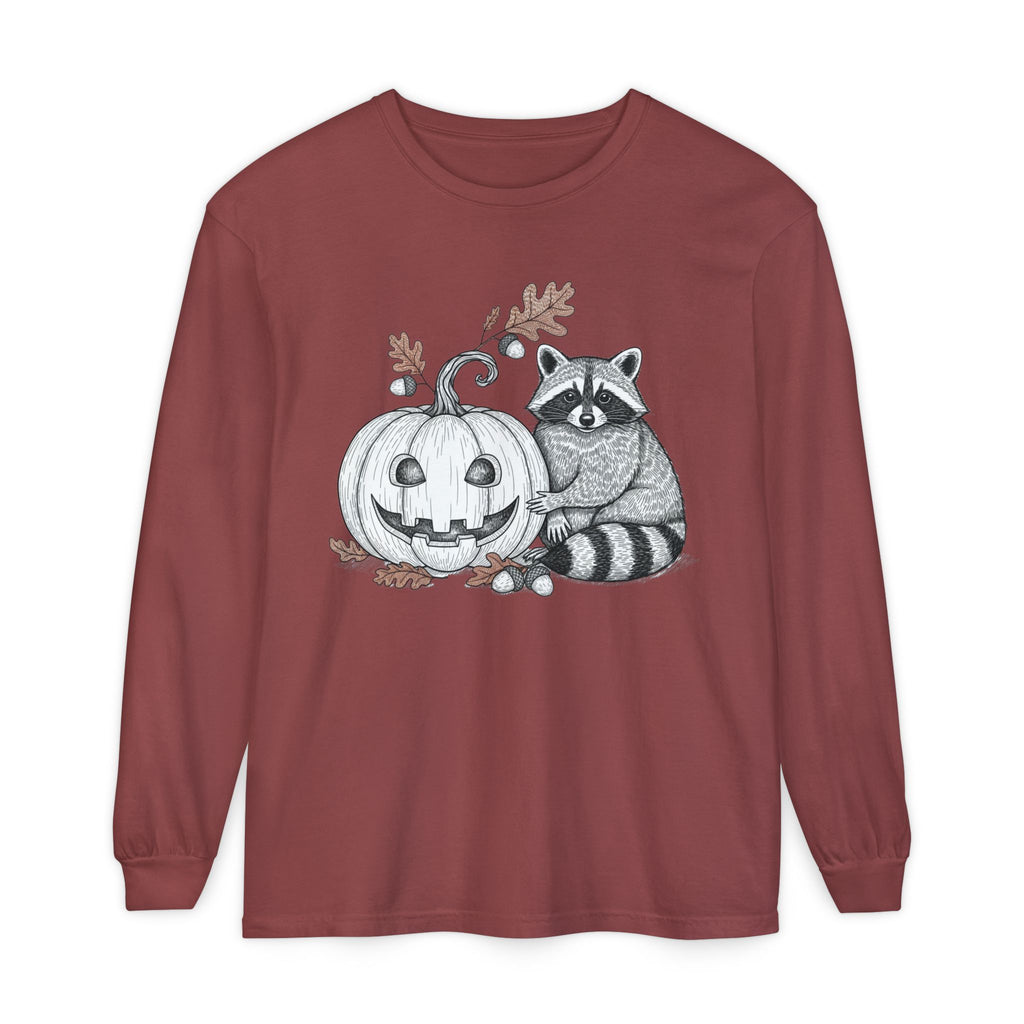 Raccoon And Pumpkin Long Sleeve T-Shirt