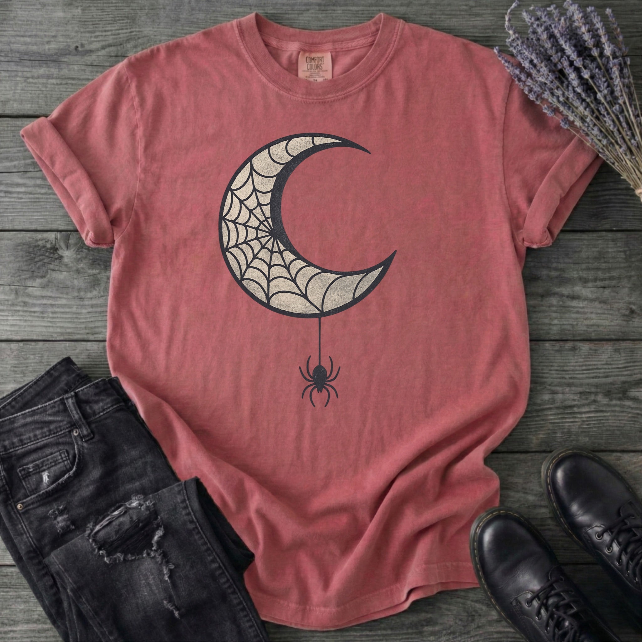 Spiderweb Crescent Moon T-Shirt