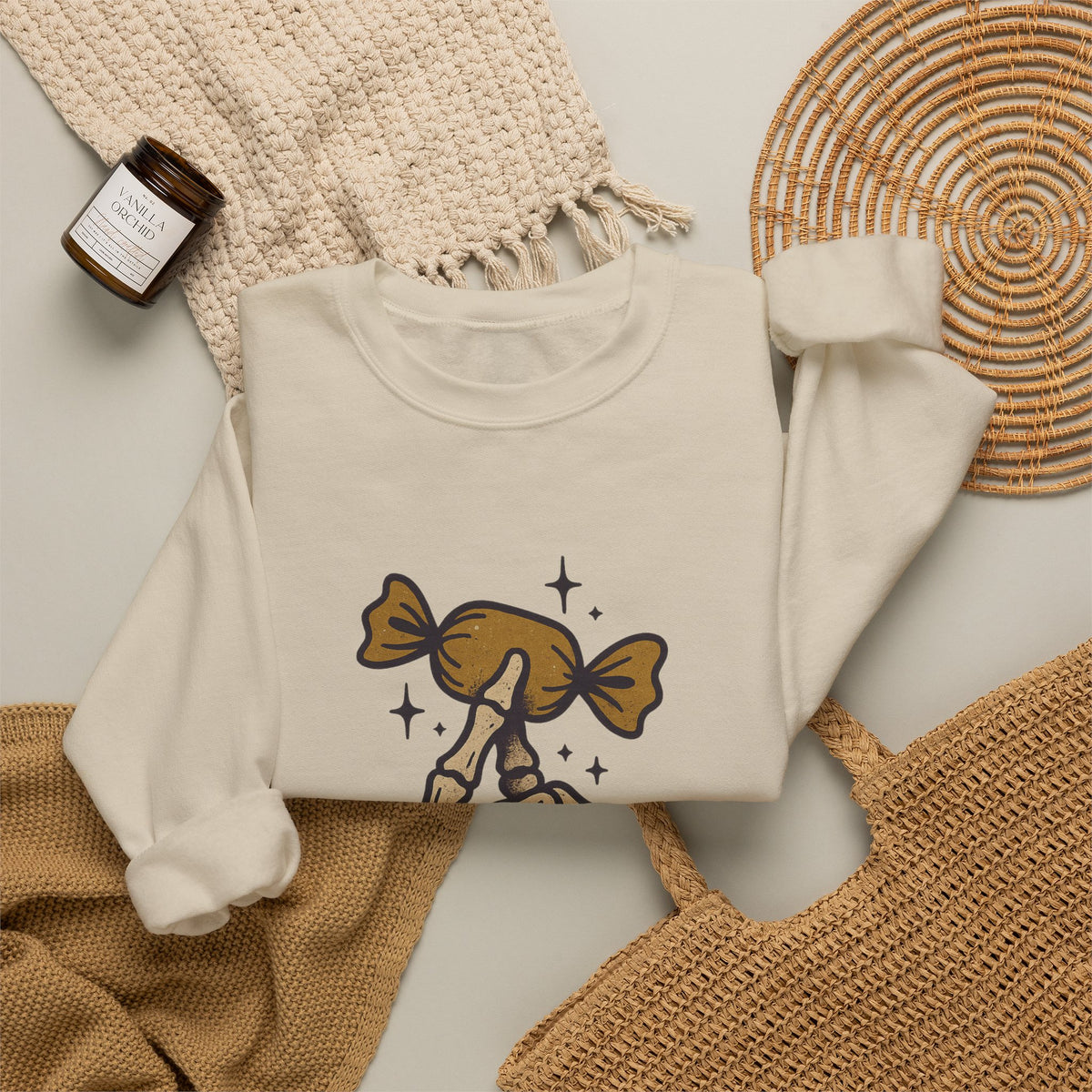 Skeleton Hand Holding Candy Sweatshirt