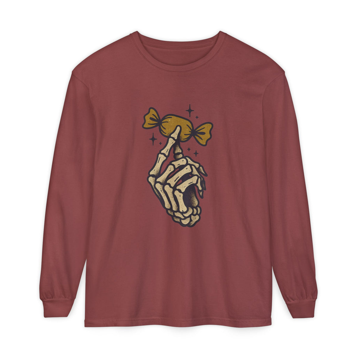 Skeleton Hand Holding Candy Long Sleeve T-Shirt