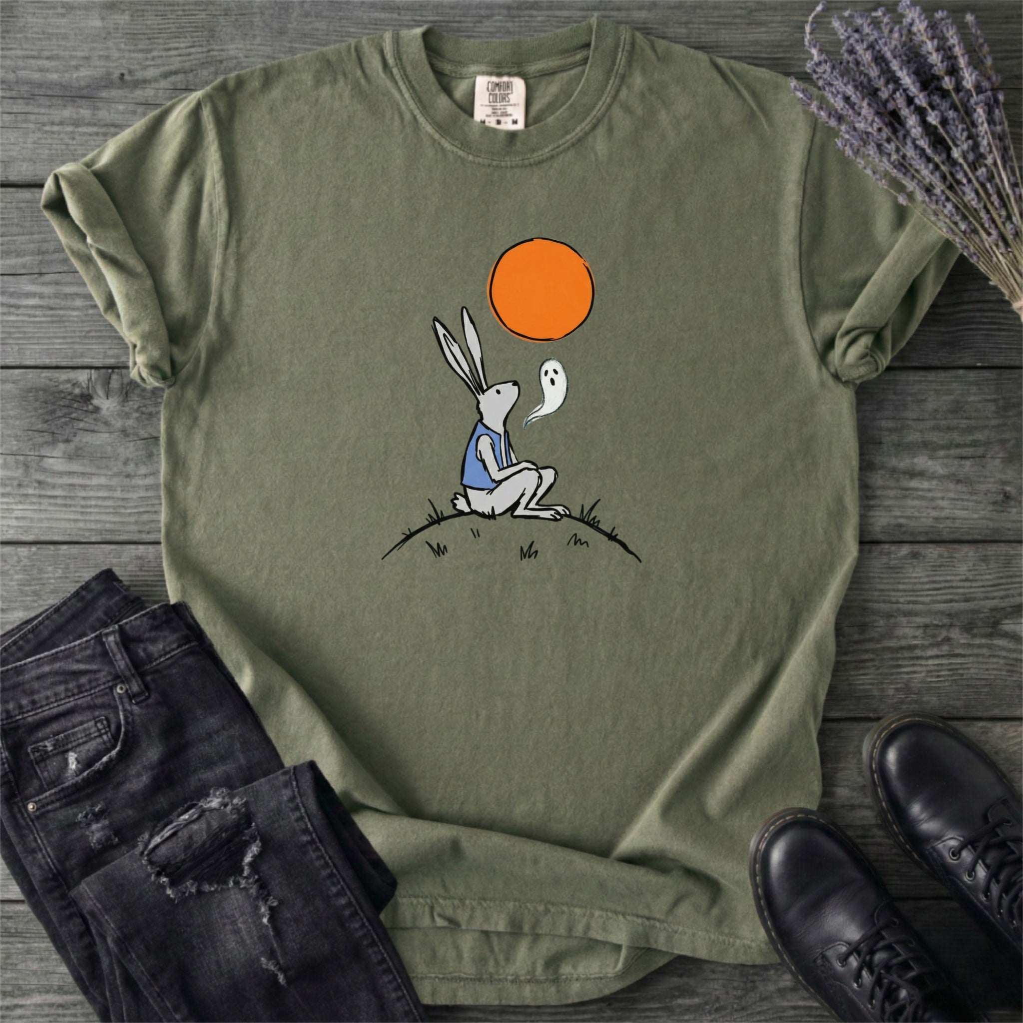 Moonlit Rabbit And Ghost T-Shirt