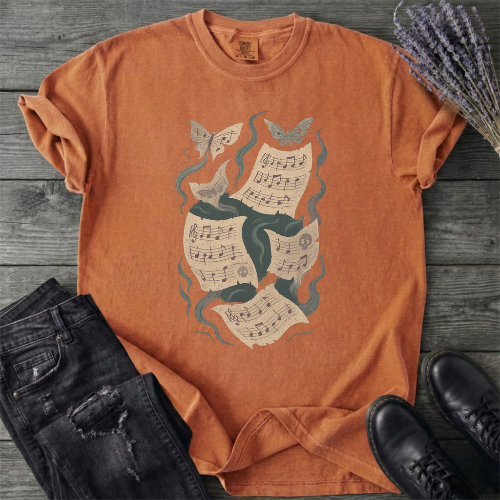 Haunted Sheet Music Moth T-Shirt